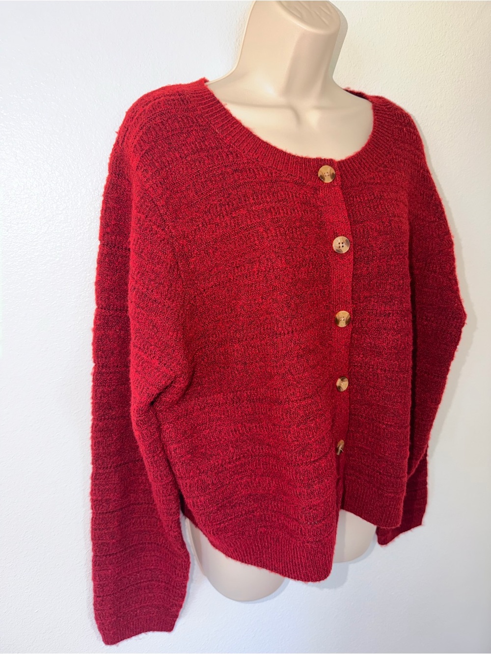 Universal Thread Red Button-Front Women's Cardigan - Picture 2 of 7